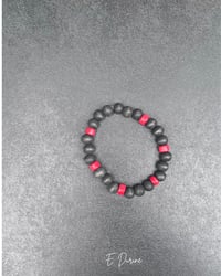 Image 2 of Midnight Crimson Wood Bead Bracelet