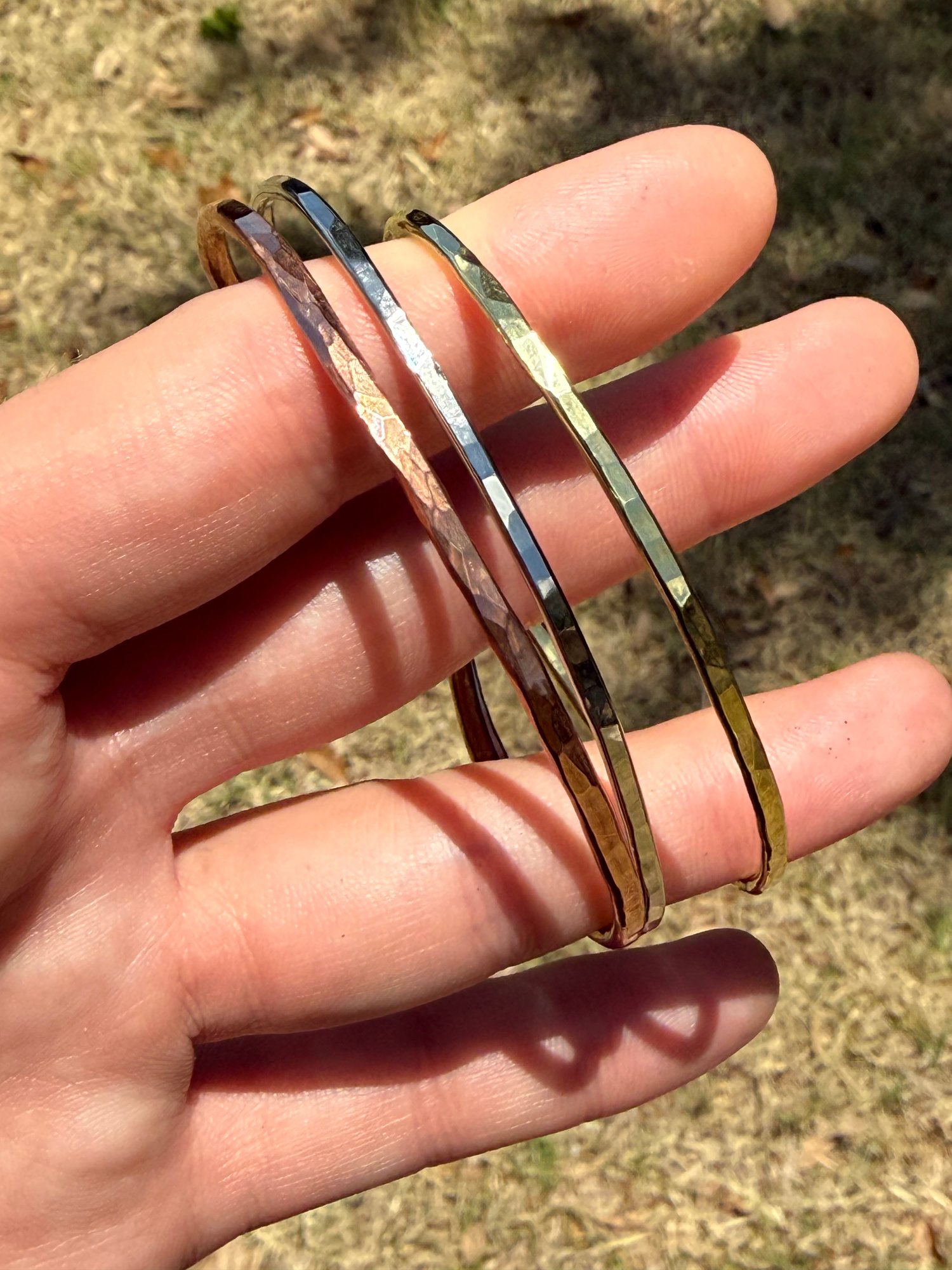 Hammered Bare Metal Bangles - Made to order
