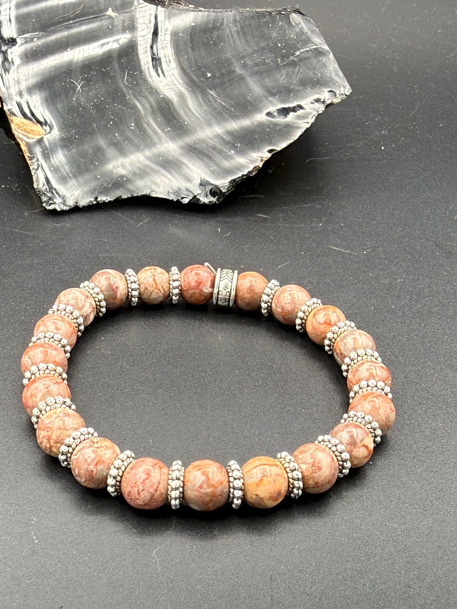8mm Red Vein Jasper Stretch Bracelet