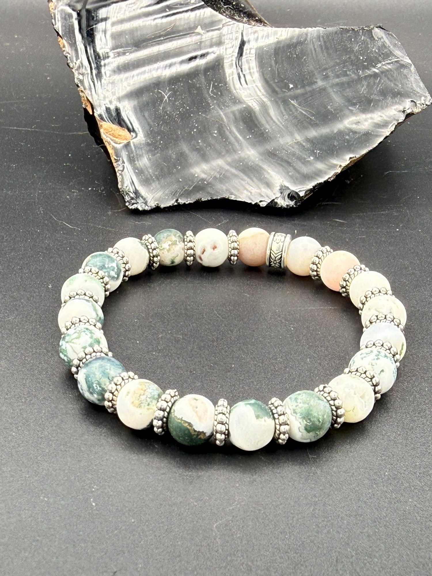 8mm Matte Tree Agate Stretch Bracelet