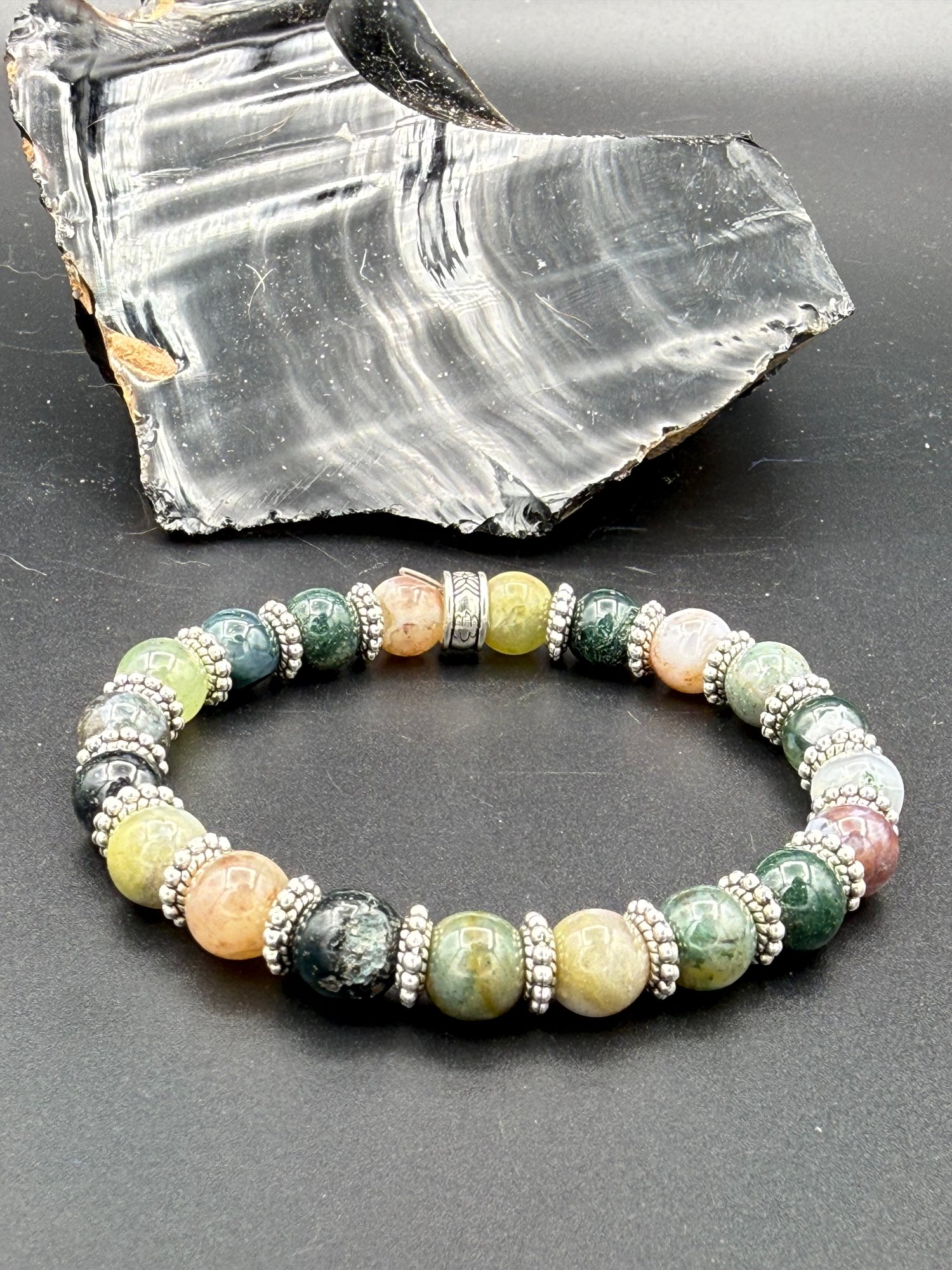 8mm Indian Agate Stretch Bracelet
