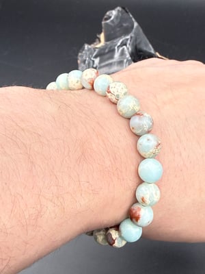 8mm Light Blue Sea Sediment Jasper Stretch Bracelet