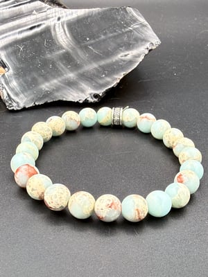 8mm Light Blue Sea Sediment Jasper Stretch Bracelet