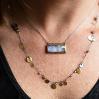 Image 2 of GOLD AND SILVER RAINBOW MOONSTONE NECKLACE