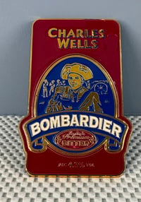 Image 3 of Vintage (1980s) British Beer Pump Clamp & Badge Gold - Charles Wells Bombardier Premium Bitter