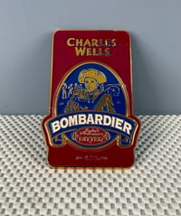 Image 1 of Vintage (1980s) British Beer Pump Clamp & Badge Gold - Charles Wells Bombardier Premium Bitter