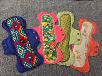 Image 3 of Upcycled Linen Heavy Absorbency Pad Set in Whimsical Brights