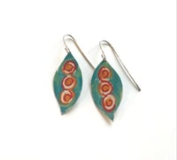 Image 1 of Boucles d’oreilles en laiton peint petite feuille turquoise 