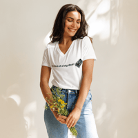Image 4 of Women’s Relaxed V-Neck T-Shirt – First Saturday Arts Market (colors!)