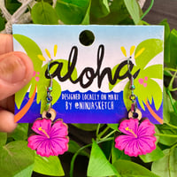 Cute Hibiscus Wooden Earrings