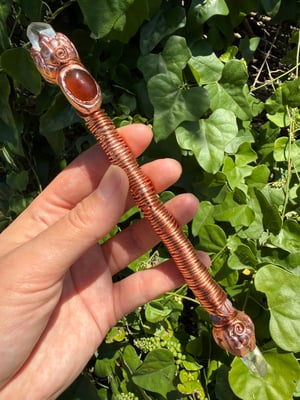 Quartz and Carnelian Electroformed Copper Wand