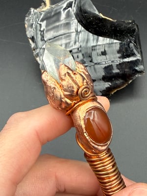 Quartz and Carnelian Electroformed Copper Wand
