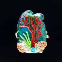 Image 2 of XXL. Pink Anemone with Clownfish Coral Reef - Glass Sculpture Bead