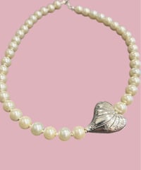 Image 3 of Bubble pearl necklace with heart 