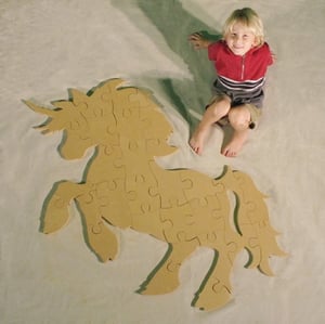 Image of Unfinished READY TO PAINT Wooden Animal Puzzle Unicorn Cutout