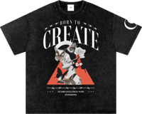 Image 1 of Oversized Snow Washed "Create" T-shirt 250gsm|7.4oz