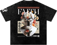 Image 1 of Oversized Snow Washed "Faith NOIY" T-shirt - Black 250gsm|7.4oz