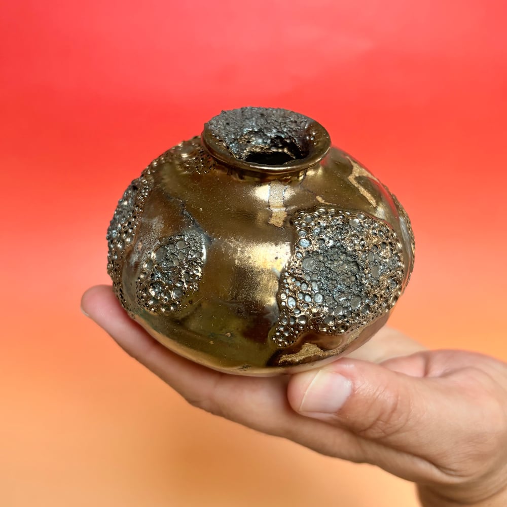 Image of Lot of Gold Dragon Vases 