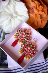 Image 1 of Mini Earrings - Boho Corail - Fermoirs Argent 925 