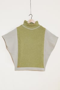 Image 3 of merino and baby alpaca herringbone batwing sweater - sap green