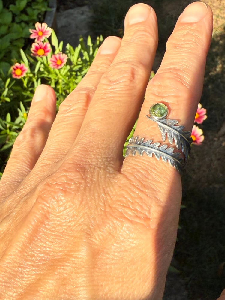 Image of Solstice in the Forest Fern Ring with Sage Green Apatite