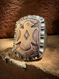 Image 1 of WL&A Handmade 1/1 Old Style Sterling & Bronze Top Curio Thunderbird Signet - Size 10