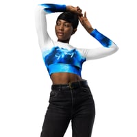 Image 2 of Long-Sleeve Beach Crop Top UPF 50+  Ocean x Art Fusion Collection Sea Turtle