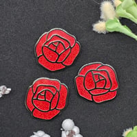 Set of 3 Red Roses Enamel Pin set 