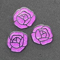 Set of 3 Purple Roses Enamel Pin set