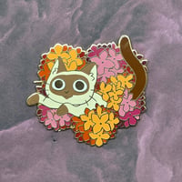Subtle WLW Siamese Hydrangea Pride Cat Pin