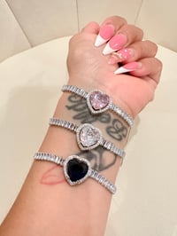Image 1 of Princess heart adjustable silver laminated bracelet 