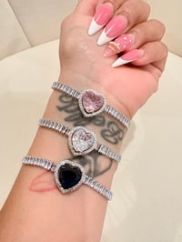 Image 2 of Princess heart adjustable silver laminated bracelet 