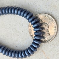 Image 3 of Midnight Harbor Czech Glass Disc Beads | 6mm Matte Luster Blue Spacers | Dark Denim Blue Czech Beads