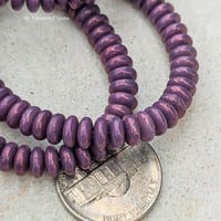 Image 3 of Mulberry Glow Czech Glass Disc Beads | 6mm Purple Luster Spacer Beads