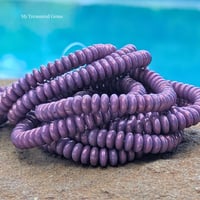 Image 2 of Mulberry Glow Czech Glass Disc Beads | 6mm Purple Luster Spacer Beads