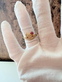 Kitty gold laminated adjustable ring 