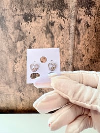 Double heart silver laminated earrings 
