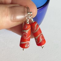 Image 2 of Orange with Ivory - Earrings