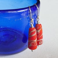 Image 1 of Orange with Ivory - Earrings