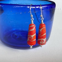 Image 4 of Orange with Ivory - Earrings