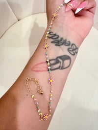 flowers gold laminated anklet 