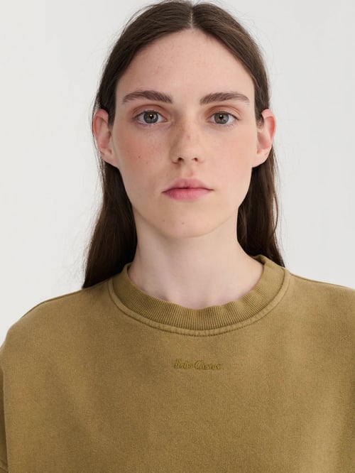 Image of 1-Sudadera caqui embroidery sweatshirt