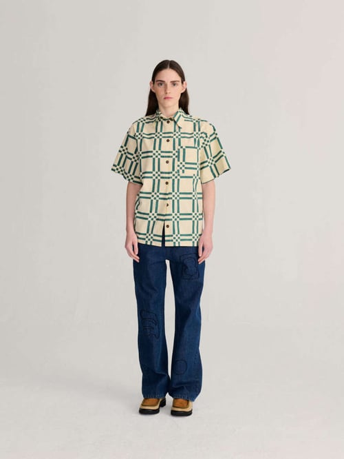 Image of 1-Camisa Squares all over poplin shirt