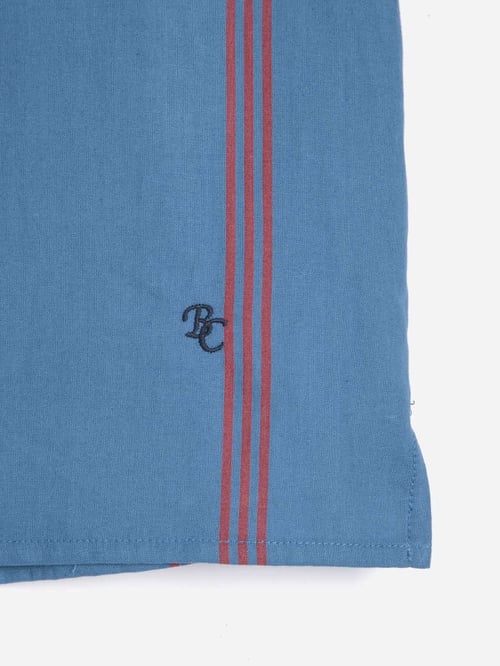 Image of 1-Camisa Azul raya roja Triple Stripes all over poplin shirt