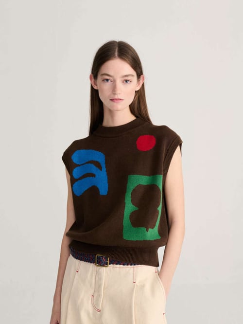 Image of 1-Chaleco Plant Seal jacquard cotton vest