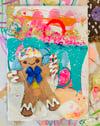 Gingerbread Cookie with Candy Cane - original 5x7 on canvas