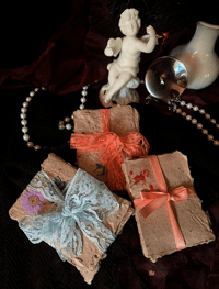 Image 1 of Handmade Recycled Botanical Paper - 2" × 2.75" set of 9