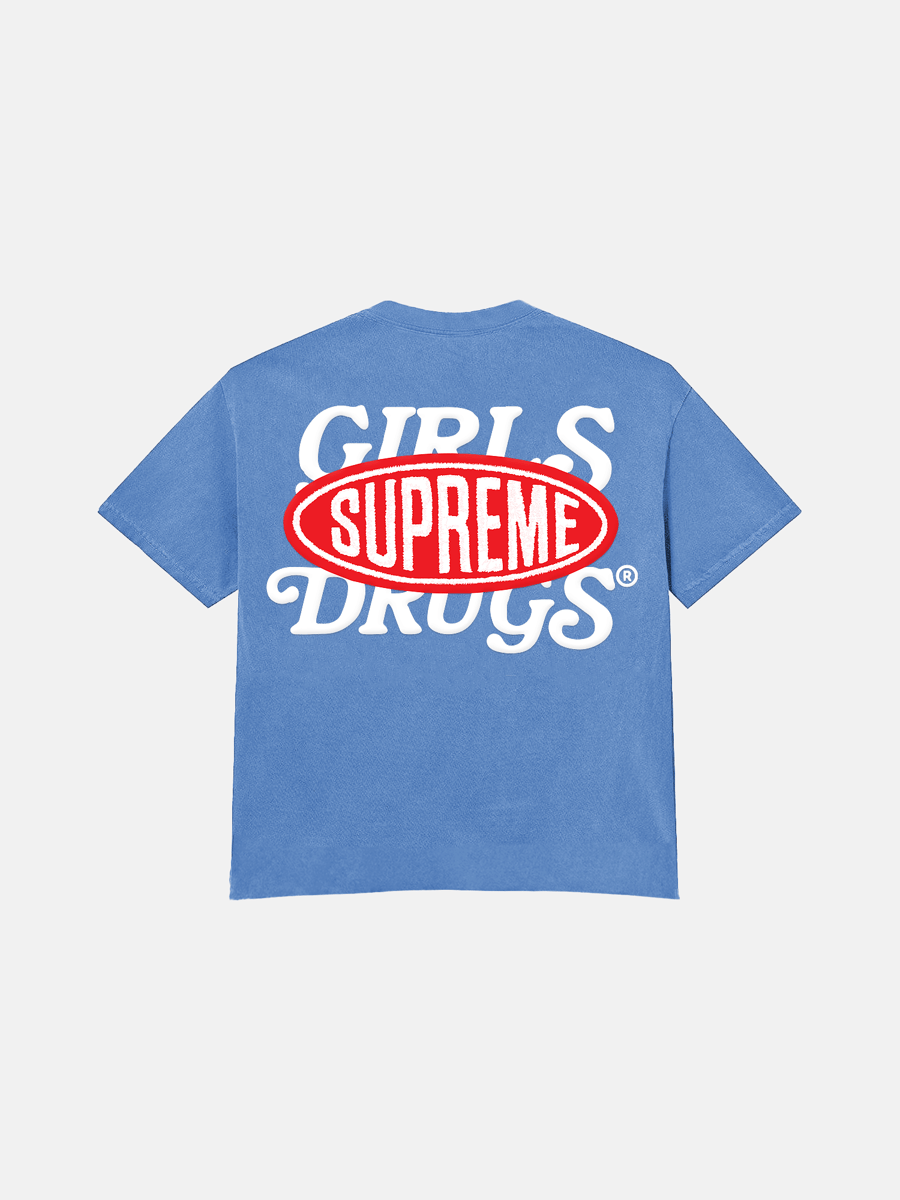 Image of GIRLS ARE DRUGS® x SUPREME® TEE - DENIM BLUE