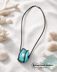 Image 2 of Single Splash Necklace, Lampwork Glass Pendant on Black Leather Cord, Handmade Glass Bead Jewelry