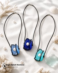 Image 1 of Single Splash Necklace, Lampwork Glass Pendant on Black Leather Cord, Handmade Glass Bead Jewelry
